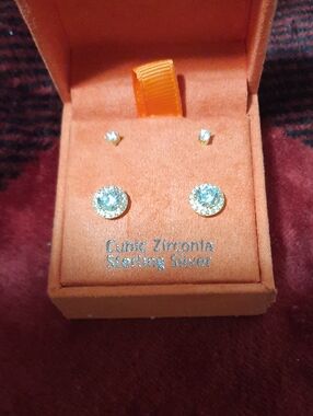 NIB AUTHENTIC GENUINE SOLID 14K YELLOW GOLD OVER STERLING SILVER CZ SET LOT 💛